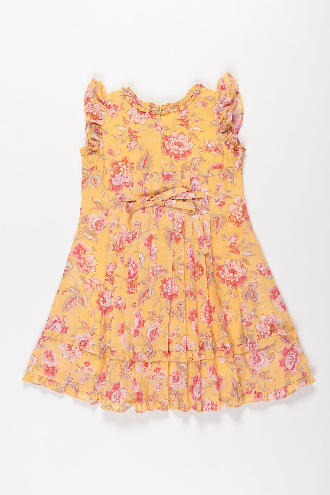 The Nesavu Girls Cotton Frock Sunshine and Blossoms: Girls Yellow Lace-Accentuated Floral Dress Nesavu Get the Latest Girls' Yellow Floral Cotton Dress | Perfect for Spring | The Nesavu