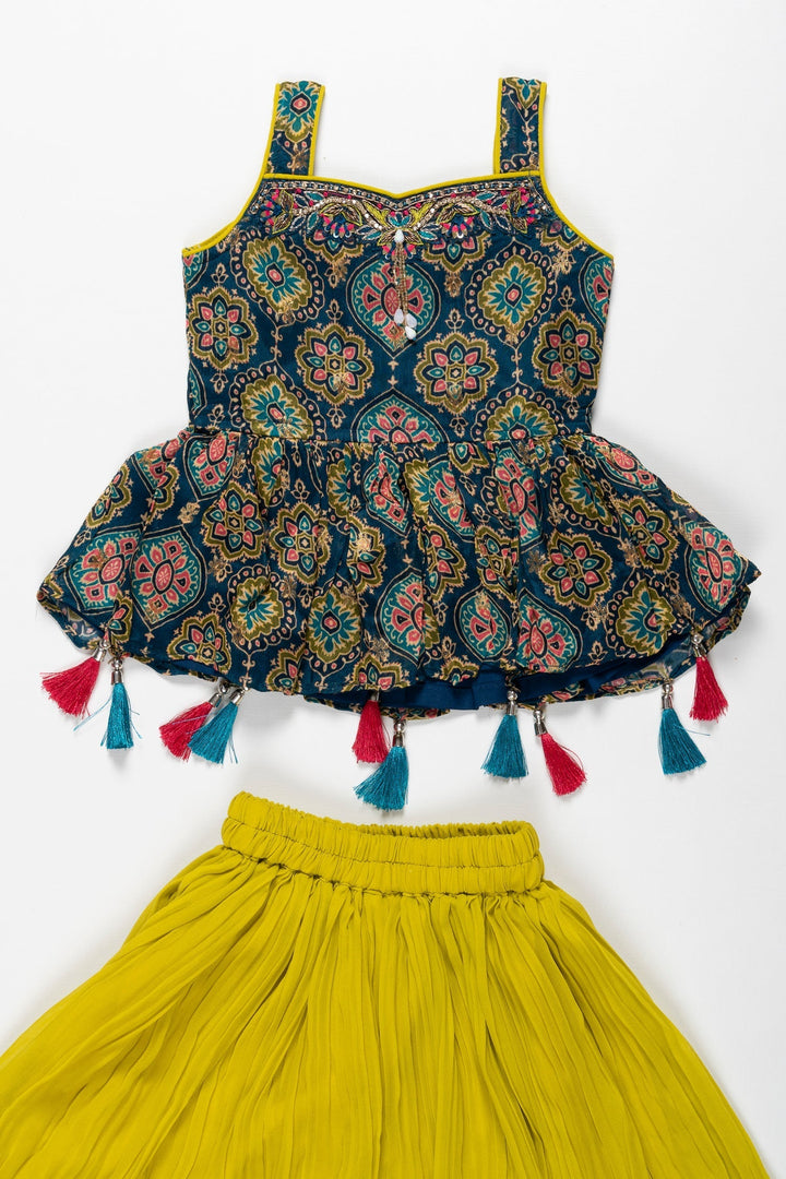 The Nesavu Girls Sharara / Plazo Set Sunshine and Mandala Kurti with Palazzo Set - A Festive Medley for Girls Nesavu Buy Girls' Kurti with Palazzo Set Online | Brighten Up Festive Celebrations | The Nesavu