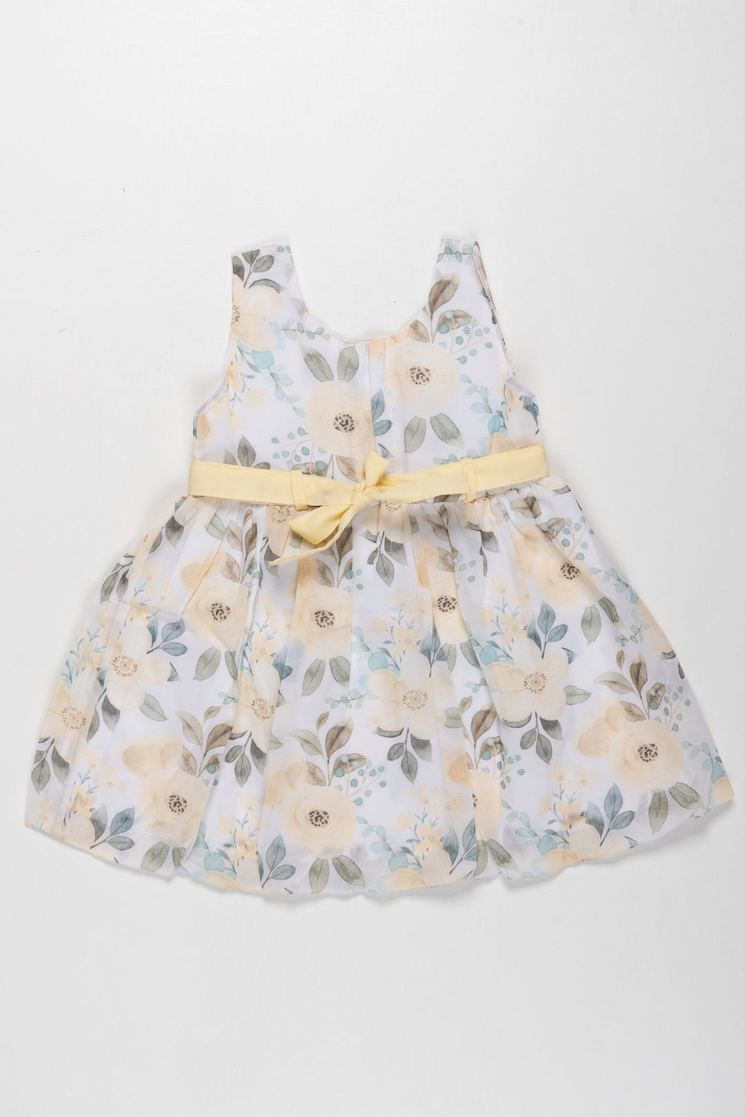 The Nesavu Baby Fancy Frock Sunshine Blossom Yellow Floral Printed Frock for Baby Girls - Garden Party Elegance Nesavu Infant Girls Yellow Floral Cotton Frock | Perfect for Special Occasions | The Nesavu