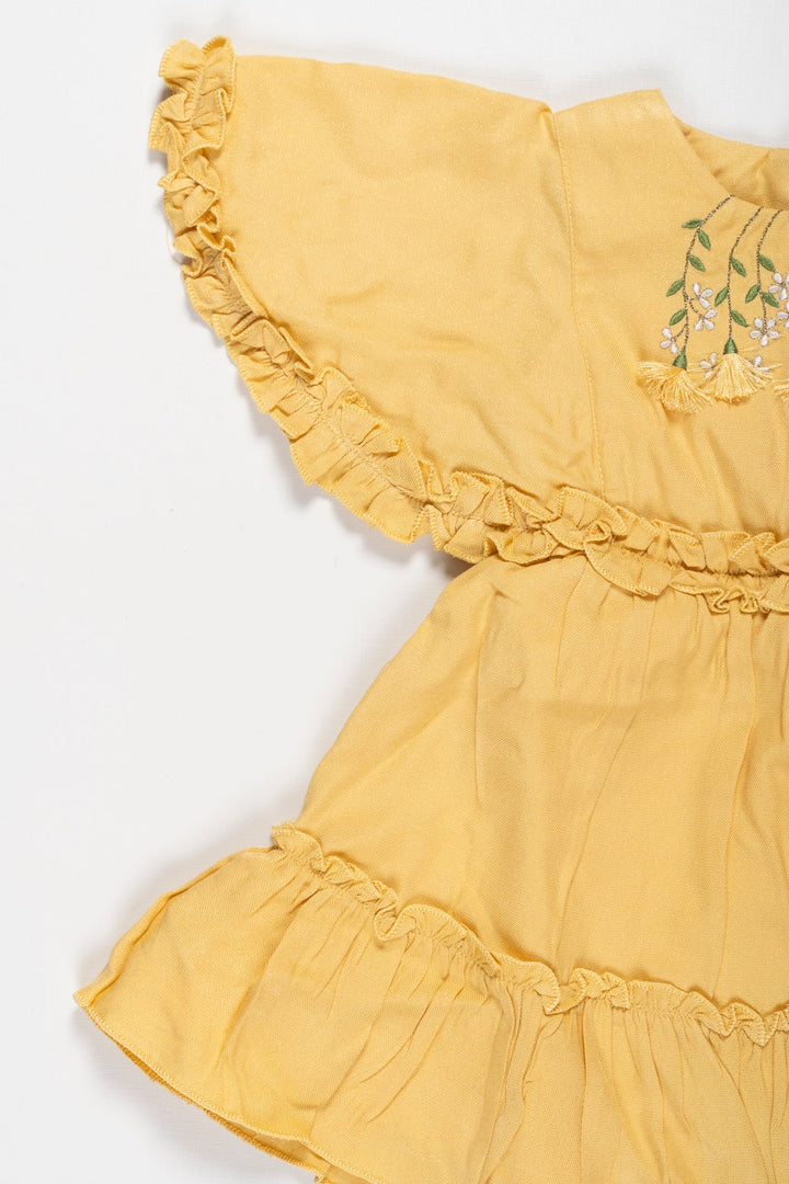 The Nesavu Girls Cotton Frock Sunshine Embrace: Chic Embroidered Knee-Length Frock for Sprightly Girls Nesavu Find the Perfect Embroidered Summer Frock for Girls | Shop the Latest | The Nesavu