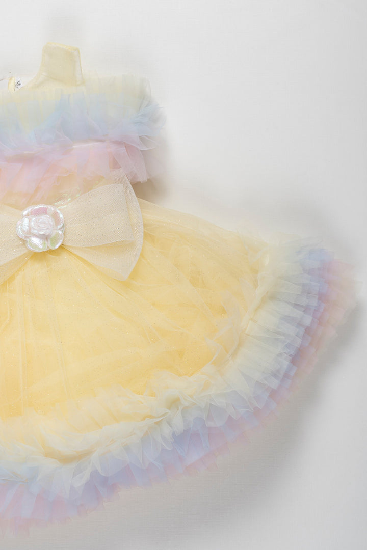 The Nesavu Girls Tutu Frock Sunshine Sparkle: Baby's Sequined Net Party Frock for Birthdays & Festivals Nesavu Sunshine Sequined Frock for Baby's Birthday | Tutu Dress for Special Occasions | The Nesavu