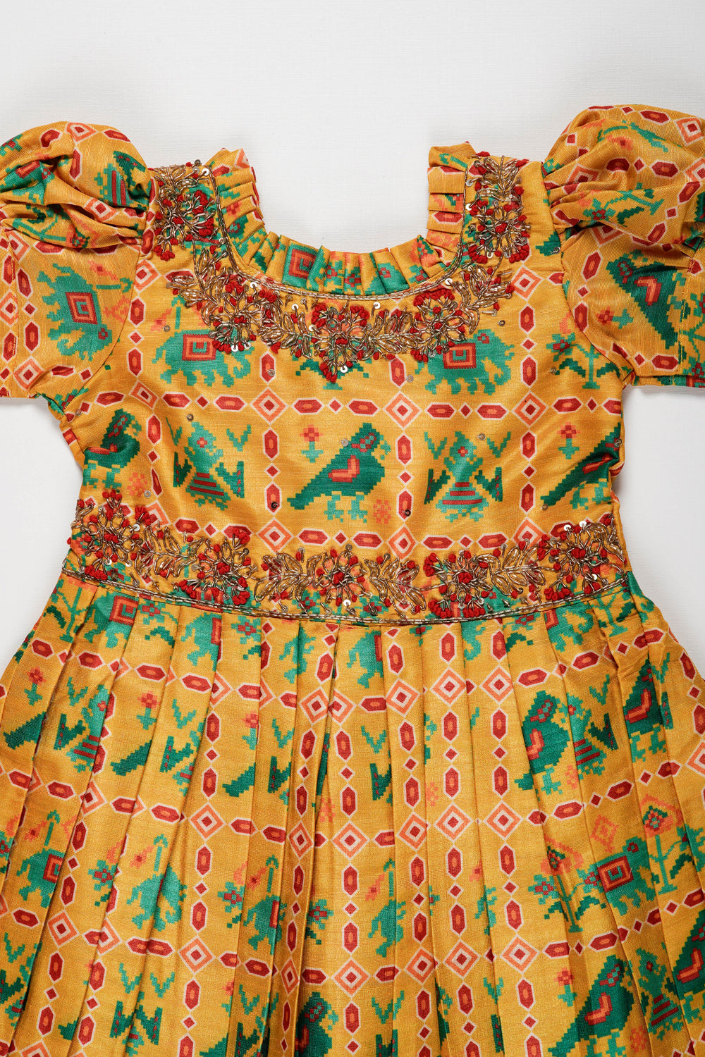 The Nesavu Girls Silk Gown Sunshine Yellow Girls Anarkali with Traditional Embroidery Nesavu Buy Girls Sunshine Yellow Anarkali | Festive Traditional Wear | The Nesavu
