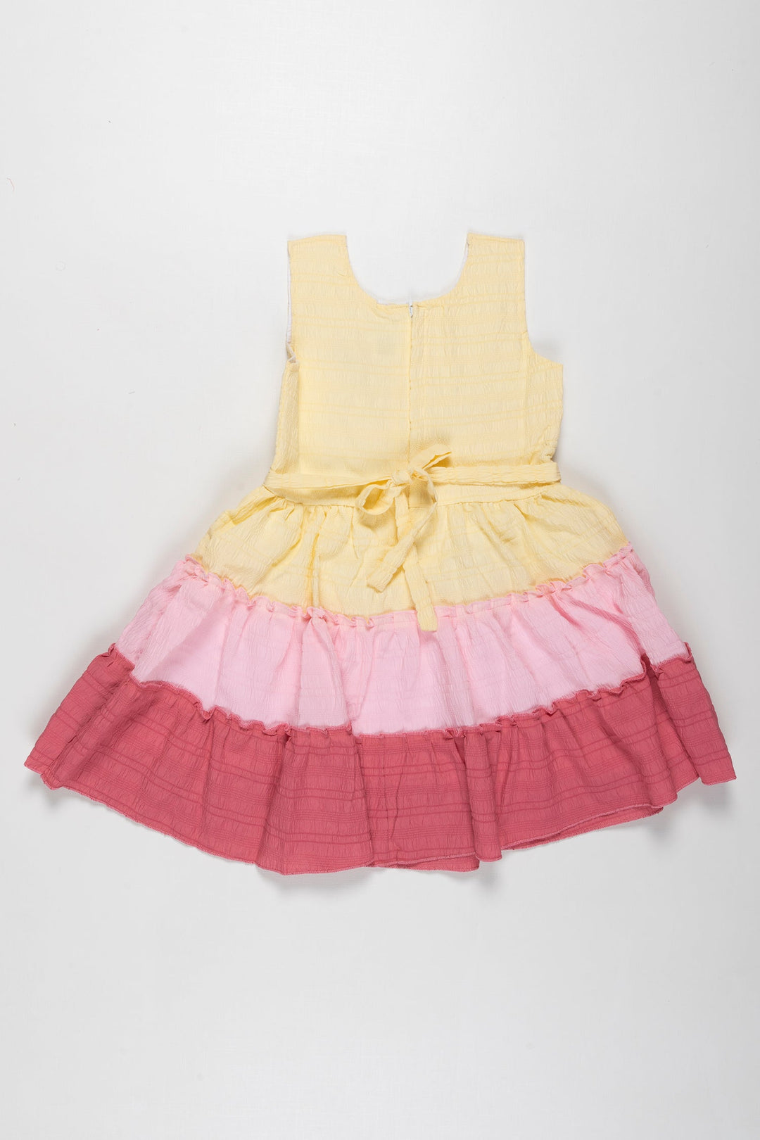 The Nesavu Girls Fancy Frock Sunshine Yellow Triple Layered Fancy Frock for Girls - Perfect Summer Delight Nesavu Girls Yellow Layered Summer Dress | Cute Frocks Online Shopping | The Nesavu