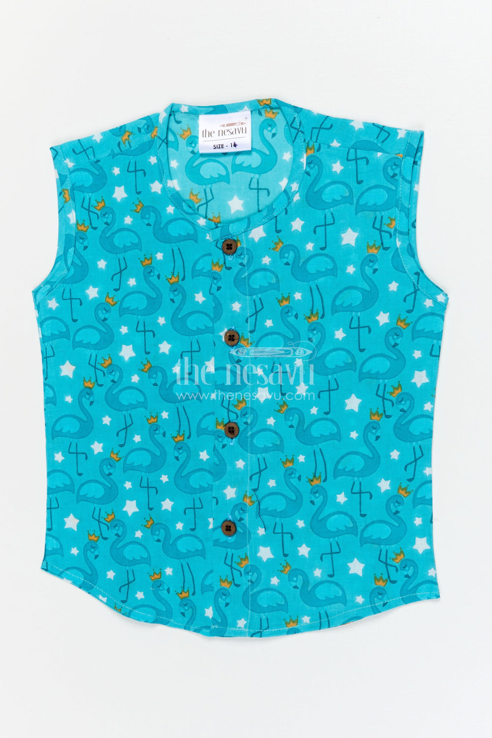 The Nesavu Baby Jablas Swan Print Jabla Top for Cute and Cozy Daily Wear Nesavu 10 (NB) / Blue / Cotton IF047A-10 Nesavu cotton baby jabla with swan digital print – playful and breathable for daily baby comfort