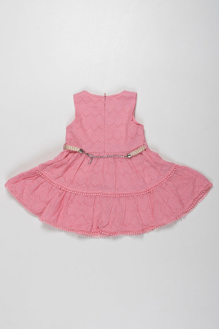 The Nesavu Baby Cotton Frocks Sweet Blossom Pink Eyelet Baby Girl Frock - Dainty and Delightful Nesavu Chic Blossom Pink Cotton Frock for Baby Girls | Perfect for Summer Fun | The Nesavu