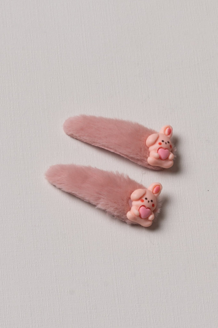 The Nesavu Tick Tac Clip Sweet Pink Plush Tick Tac Clips Nesavu Pink / Style 2 JHTT14B Pink Fuzzy Tick Tac Hair Clips | Soft Plush Hair Accessories for Kids | The Nesavu