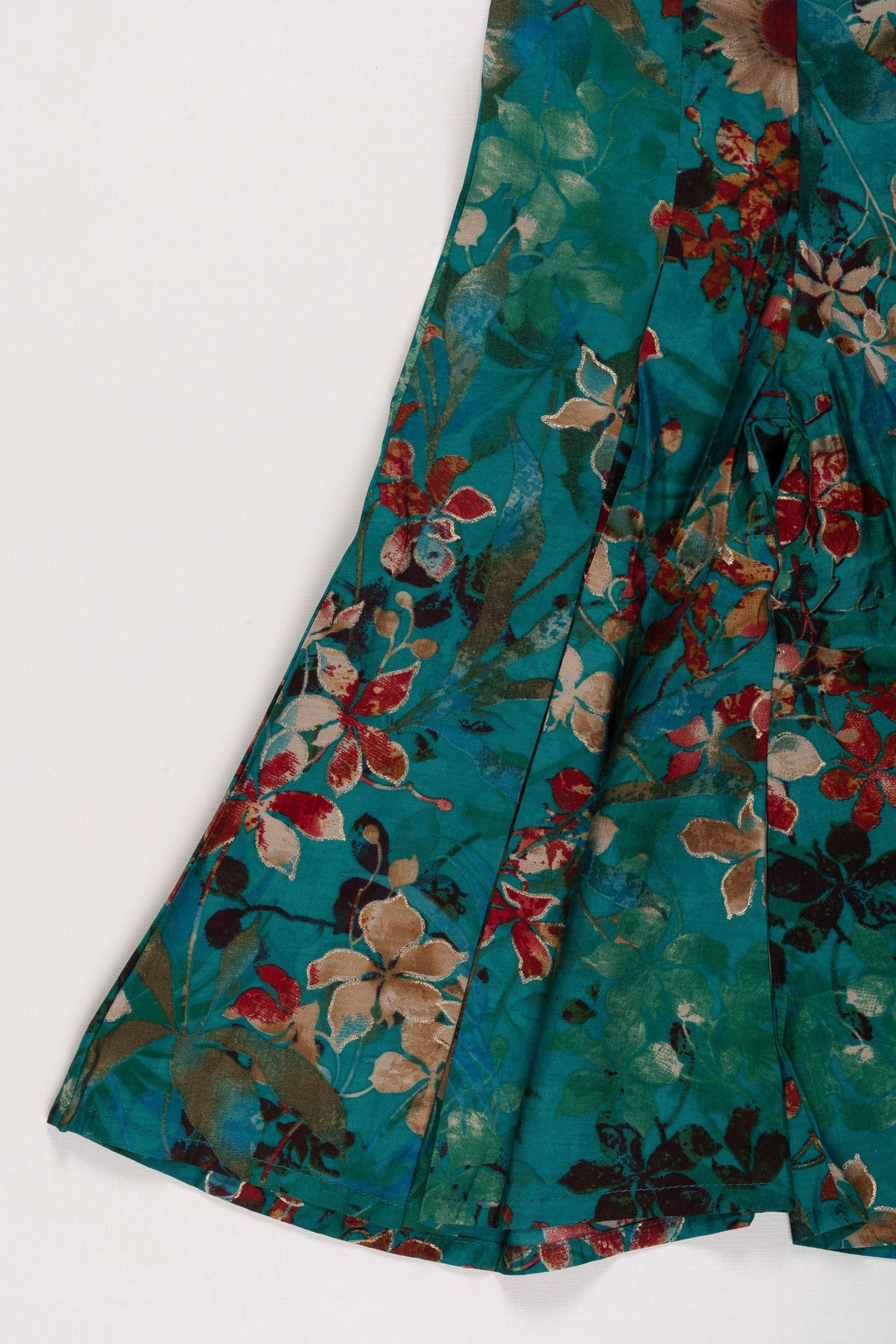 The Nesavu Girls Sharara / Plazo Set Teal Floral Embroidered Jacket and Palazzo Set for Girls Nesavu Girls Embroidered Teal Jacket & Palazzo | Floral Festive Outfit for Girls | The Nesavu