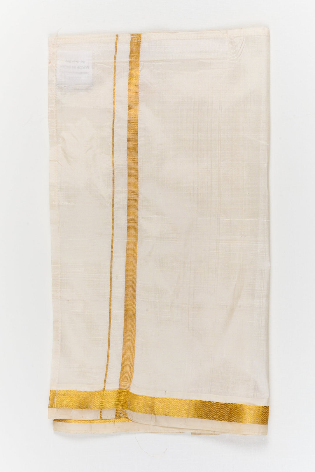 The Nesavu Pure Silk Vesti Temple Style Silk Dhoti for Boys for Rituals and Cultural Programs Nesavu 14 (6M) / White / Pure Silk D084A-14 Nesavu temple style silk dhoti for boys – ideal for religious ceremonies, poojas, and cultural functions