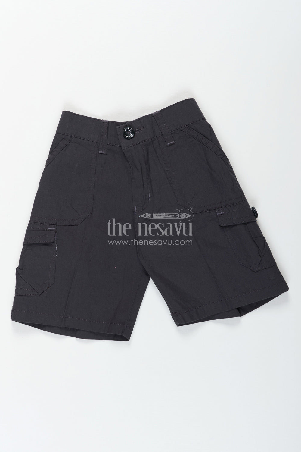 The Nesavu Boys Shorts The Nesavu Grey Cargo Cotton Boys Shorts for T-Shirts Nesavu 16 (1Y) / Gray BWS005D-16 The Nesavu Grey Cargo Cotton Boys Shorts for T-Shirts