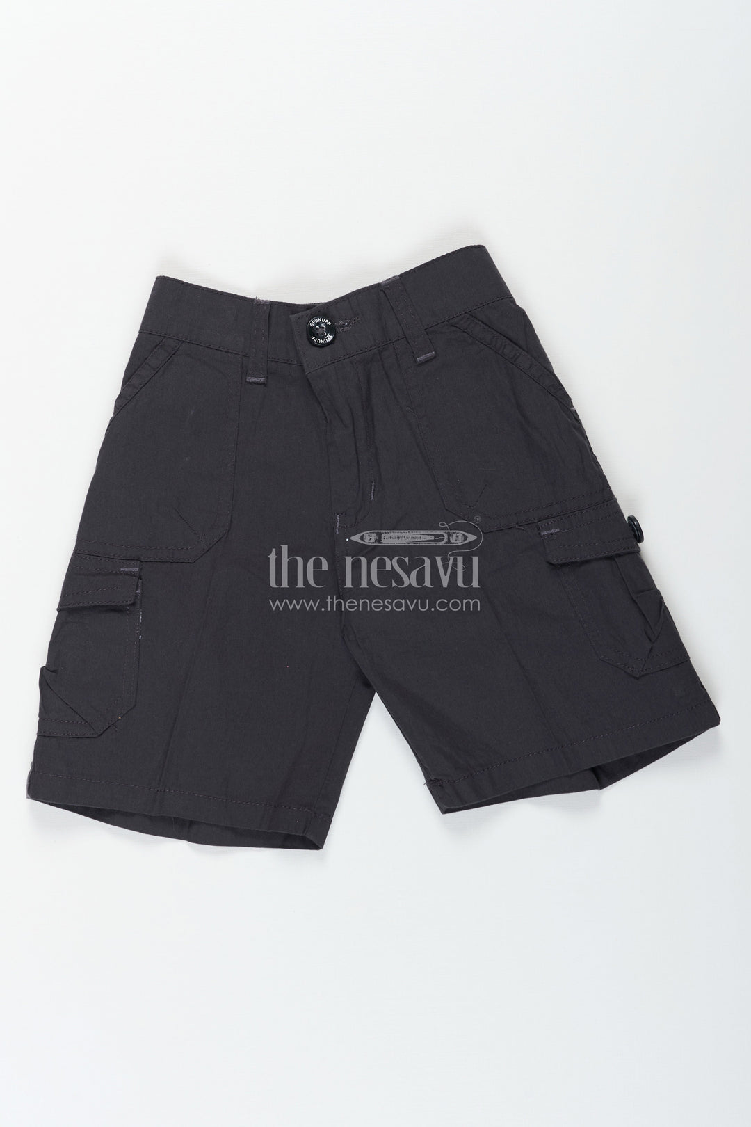 The Nesavu Boys Shorts The Nesavu Grey Cargo Cotton Boys Shorts for T-Shirts Nesavu 16 (1Y) / Gray BWS005D-16 The Nesavu Grey Cargo Cotton Boys Shorts for T-Shirts