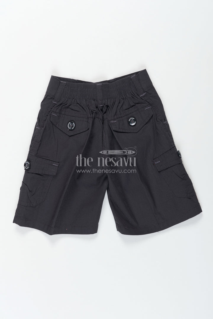 The Nesavu Boys Shorts The Nesavu Grey Cargo Cotton Boys Shorts for T-Shirts Nesavu The Nesavu Grey Cargo Cotton Boys Shorts for T-Shirts