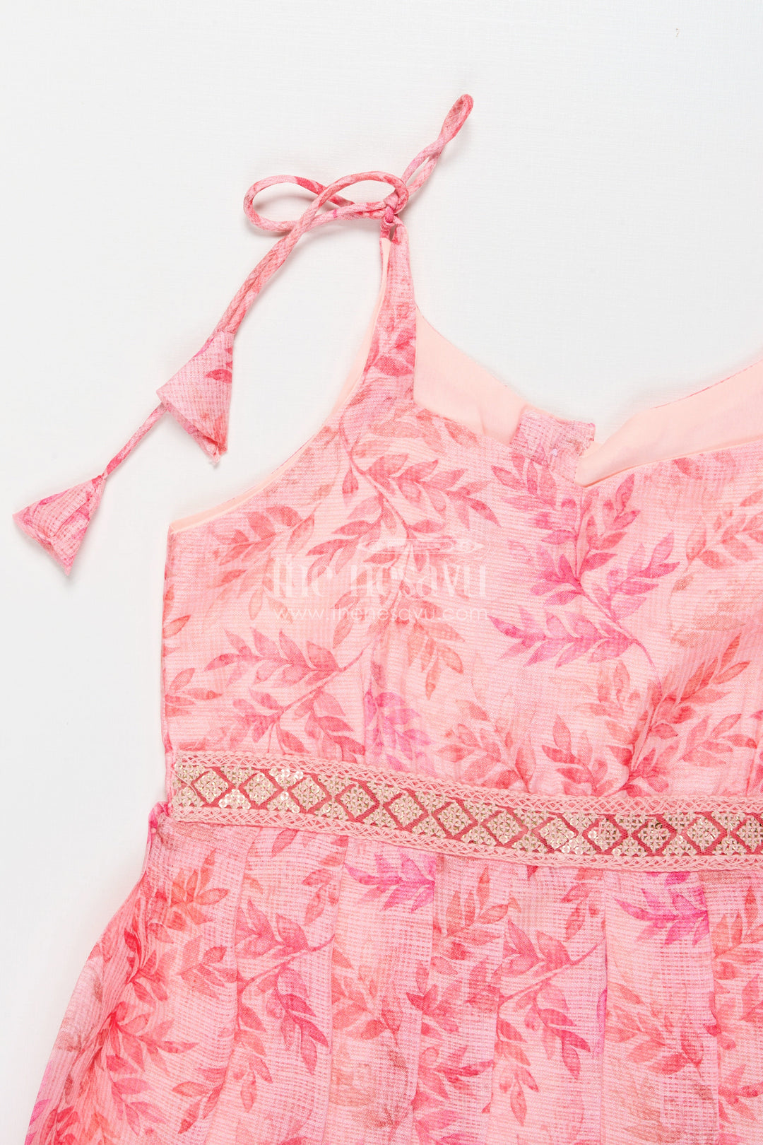 The Nesavu Tie-up Frock Tie-up Frock for Baby Girls for Casual Celebrations and Playdates Nesavu Nesavu baby girl tie-up frock in Kotta silk with floral print – perfect for birthdays and festive outings