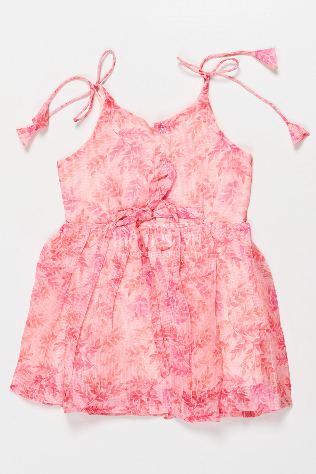 The Nesavu Tie-up Frock Tie-up Frock for Baby Girls for Casual Celebrations and Playdates Nesavu Nesavu baby girl tie-up frock in Kotta silk with floral print – perfect for birthdays and festive outings