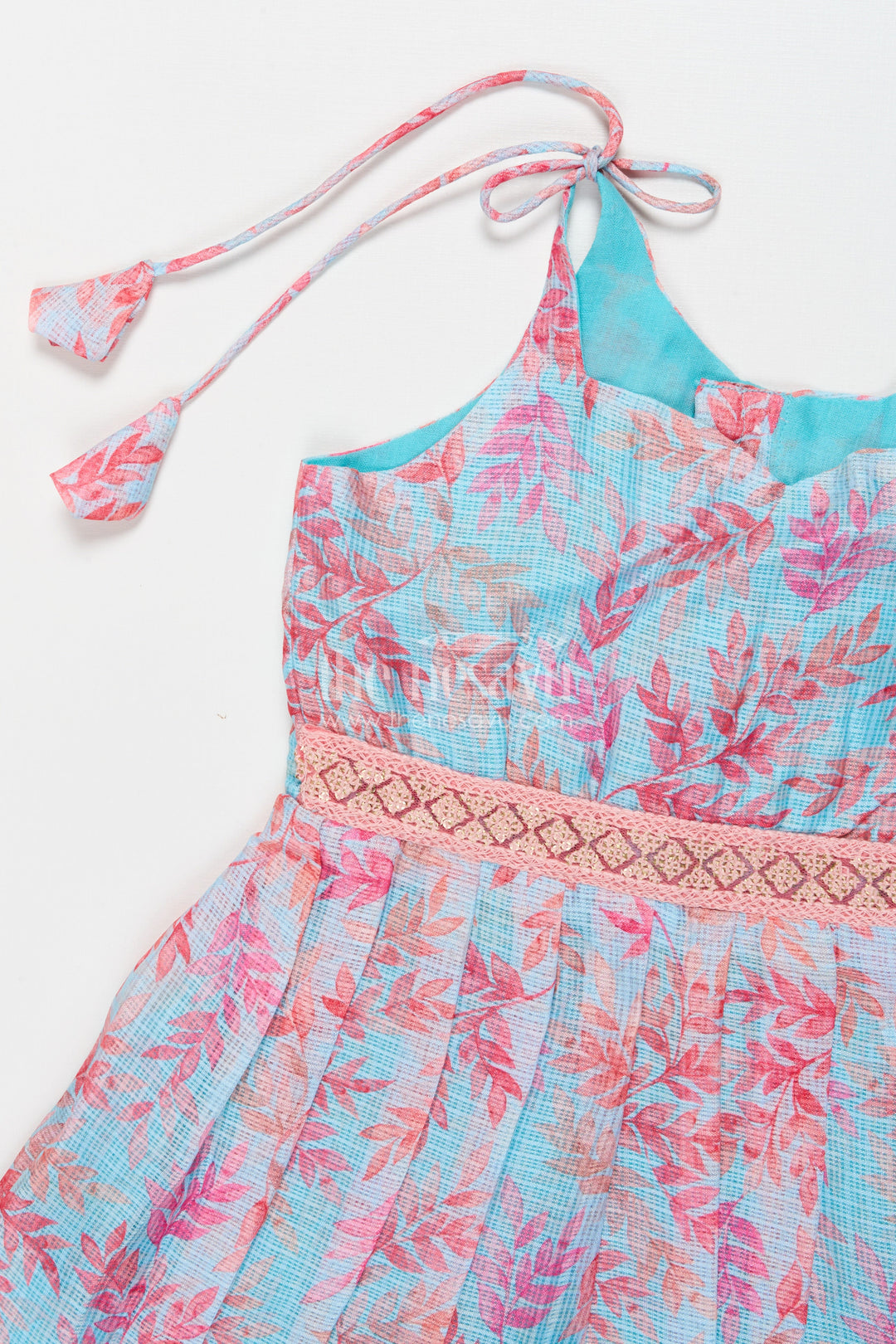 The Nesavu Tie-up Frock Tie-up Frock for Baby Girls with Digital Print for Summer Festivals and Photoshoots Nesavu Nesavu tie-up frock in Kotta silk with floral digital print – perfect for summer birthdays and baby photoshoots