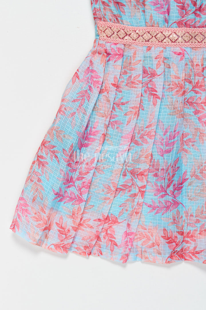 The Nesavu Tie-up Frock Tie-up Frock for Baby Girls with Digital Print for Summer Festivals and Photoshoots Nesavu Nesavu tie-up frock in Kotta silk with floral digital print – perfect for summer birthdays and baby photoshoots