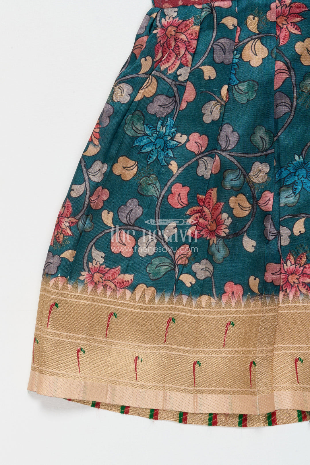 The Nesavu Tie-up Frock Tie-up Frock for Baby Girls with Digital Print for Weddings and Festive Events Nesavu Nesavu baby girl tie-up silk frock with peacock and floral digital print – perfect for weddings and festive wear