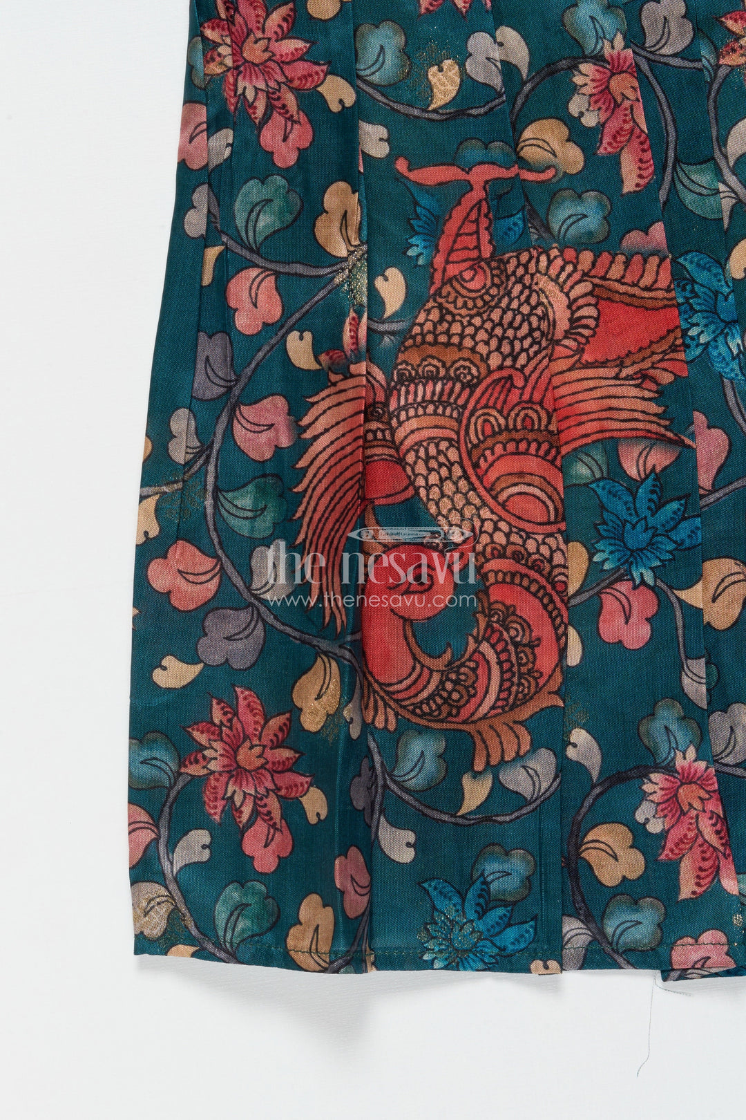 The Nesavu Tie-up Frock Tie-up Frock for Baby Girls with Digital Print for Weddings and Festive Events Nesavu Nesavu baby girl tie-up silk frock with peacock and floral digital print – perfect for weddings and festive wear