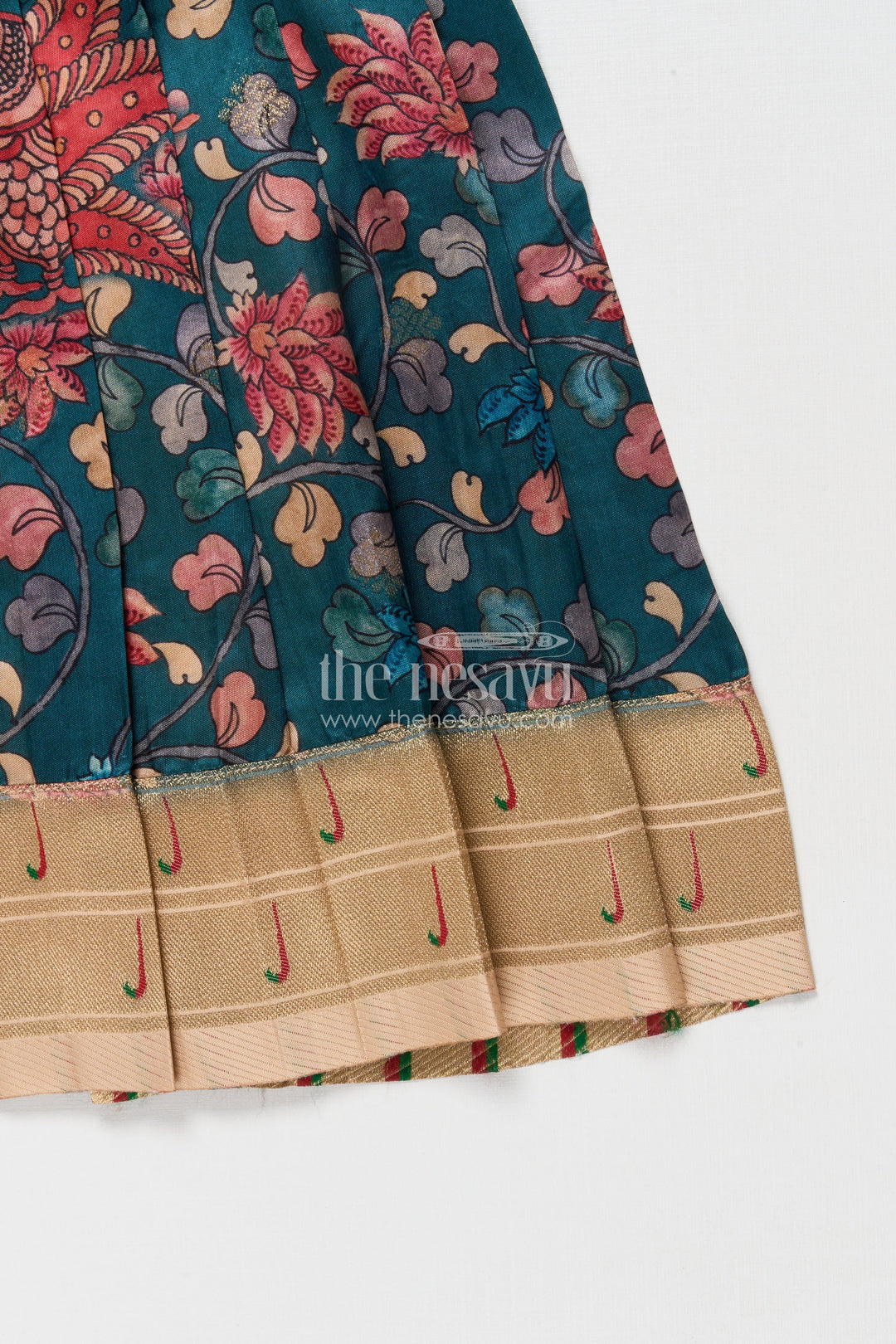 The Nesavu Tie-up Frock Tie-up Frock for Baby Girls with Digital Print for Weddings and Festive Events Nesavu Nesavu baby girl tie-up silk frock with peacock and floral digital print – perfect for weddings and festive wear