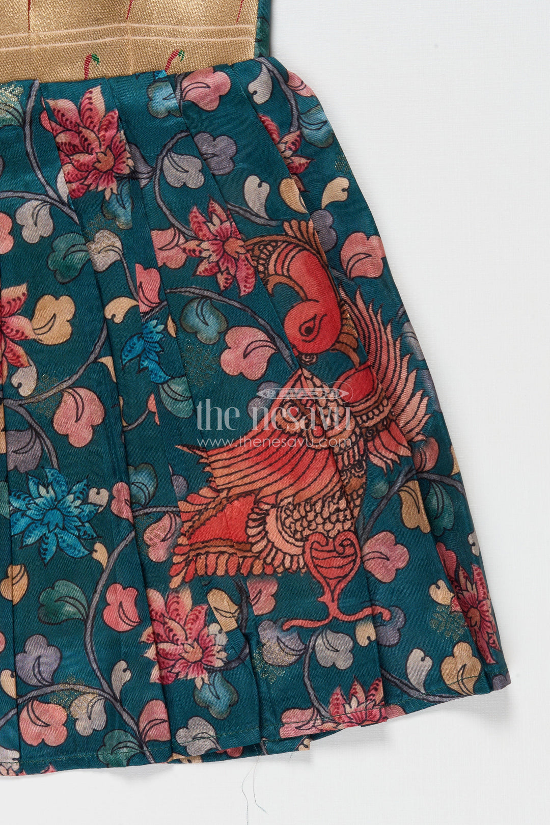 The Nesavu Tie-up Frock Tie-up Frock for Baby Girls with Digital Print for Weddings and Festive Events Nesavu Nesavu baby girl tie-up silk frock with peacock and floral digital print – perfect for weddings and festive wear