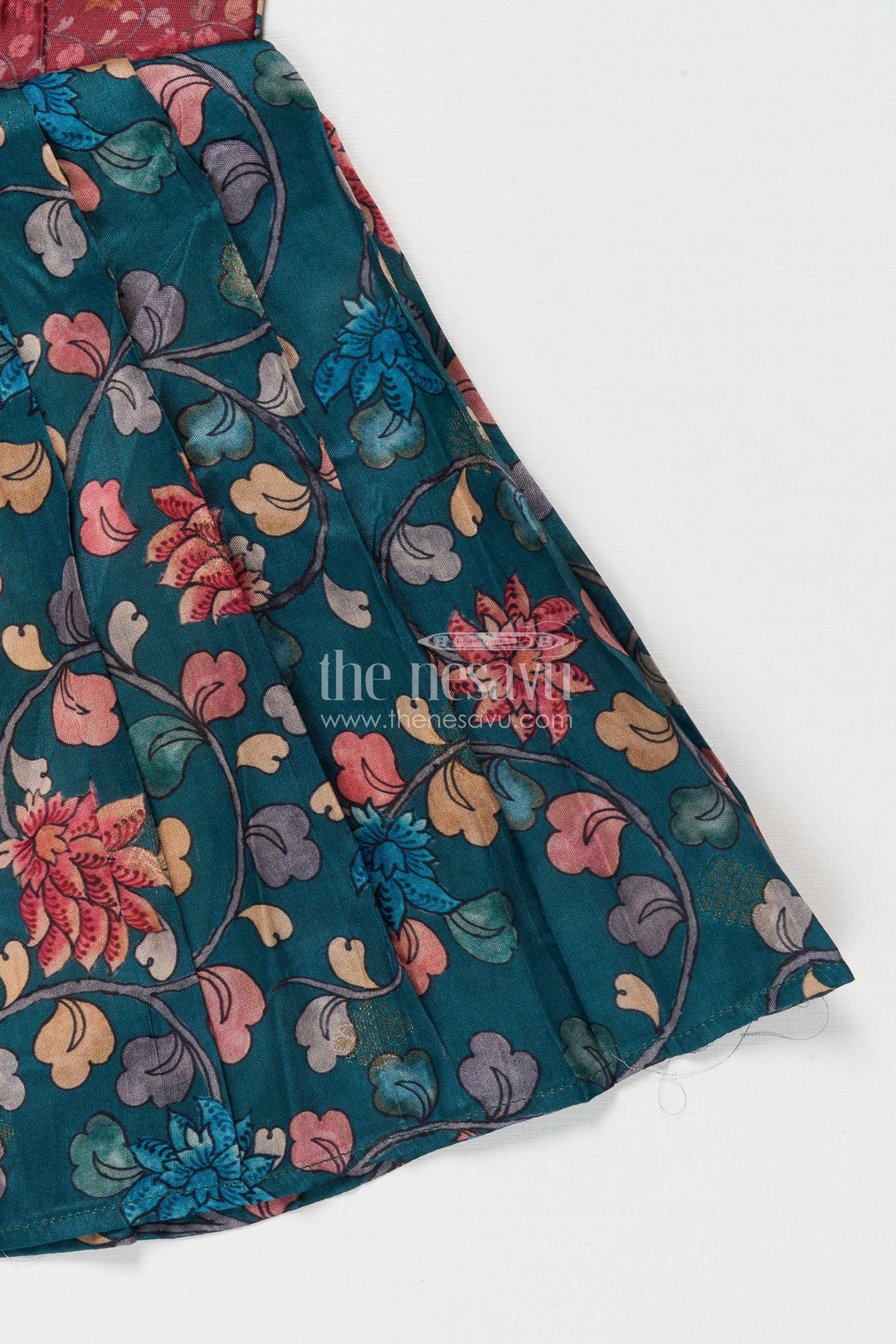 The Nesavu Tie-up Frock Tie-up Frock for Baby Girls with Digital Print for Weddings and Festive Events Nesavu Nesavu baby girl tie-up silk frock with peacock and floral digital print – perfect for weddings and festive wear