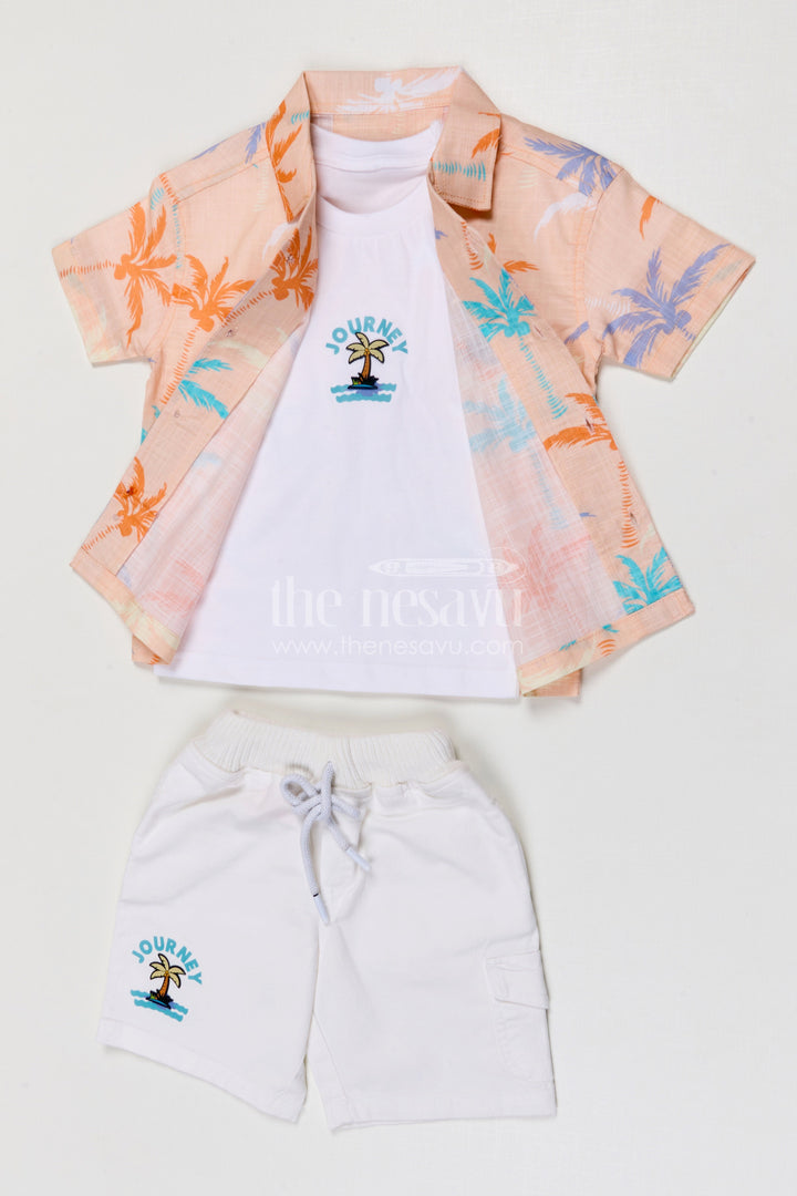 The Nesavu Boys Casual Set Toddler Boy Casual Outfit Set for Everyday Play and Outings Nesavu Nesavu toddler boy cotton casual outfit set for everyday playtime and summer outings with digital print