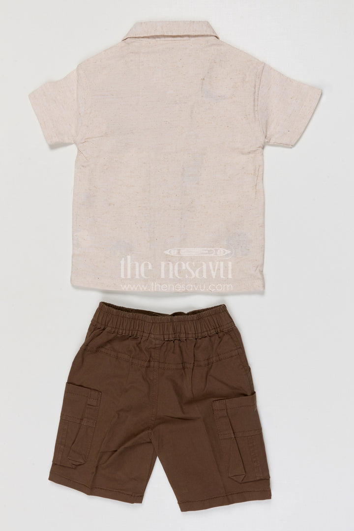 The Nesavu Boys Casual Set Toddler Boy Casual Outfit Set for Everyday Play Nesavu Nesavu toddler boy cotton casual outfit set for everyday play and outings with digital print shirt and cargo shorts