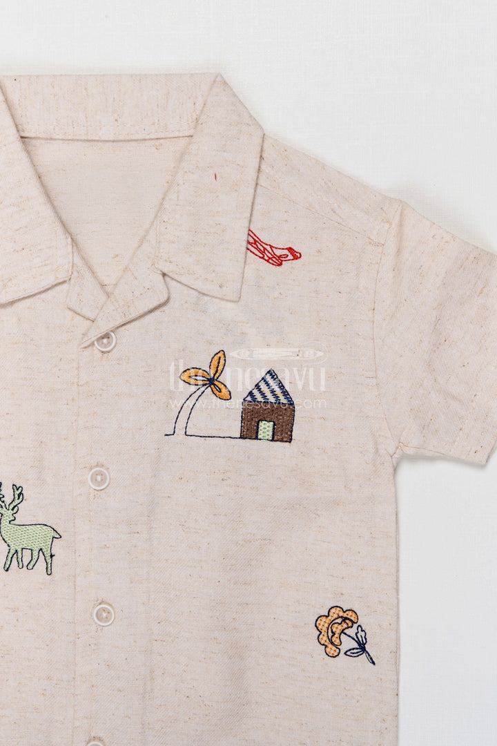The Nesavu Boys Casual Set Toddler Boy Casual Outfit Set for Everyday Play Nesavu Nesavu toddler boy cotton casual outfit set for everyday play and outings with digital print shirt and cargo shorts