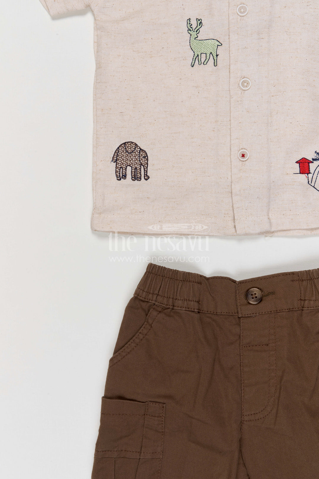 The Nesavu Boys Casual Set Toddler Boy Casual Outfit Set for Everyday Play Nesavu Nesavu toddler boy cotton casual outfit set for everyday play and outings with digital print shirt and cargo shorts