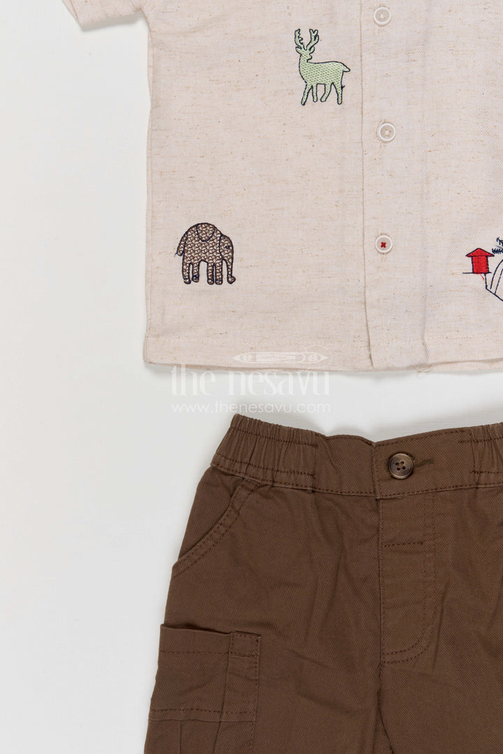 The Nesavu Boys Casual Set Toddler Boy Casual Outfit Set for Everyday Play Nesavu Nesavu toddler boy cotton casual outfit set for everyday play and outings with digital print shirt and cargo shorts