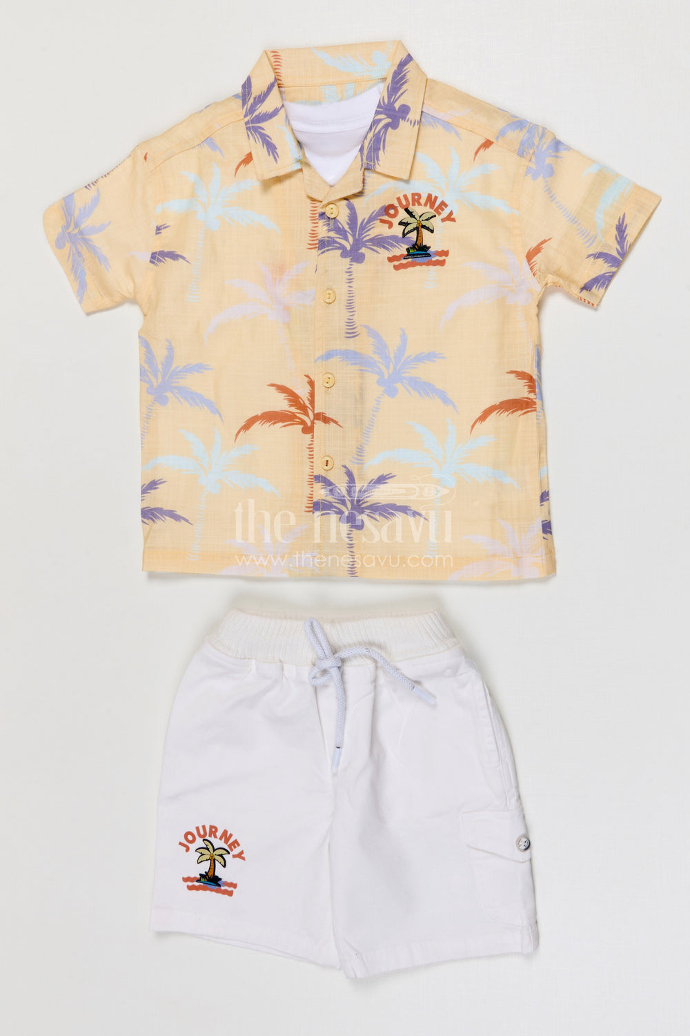 The Nesavu Boys Casual Set Toddler Boy Casual Outfit Set for Summer Outings and Playtime Nesavu Nesavu toddler boy cotton casual outfit set for summer playtime and outings with digital print shirt