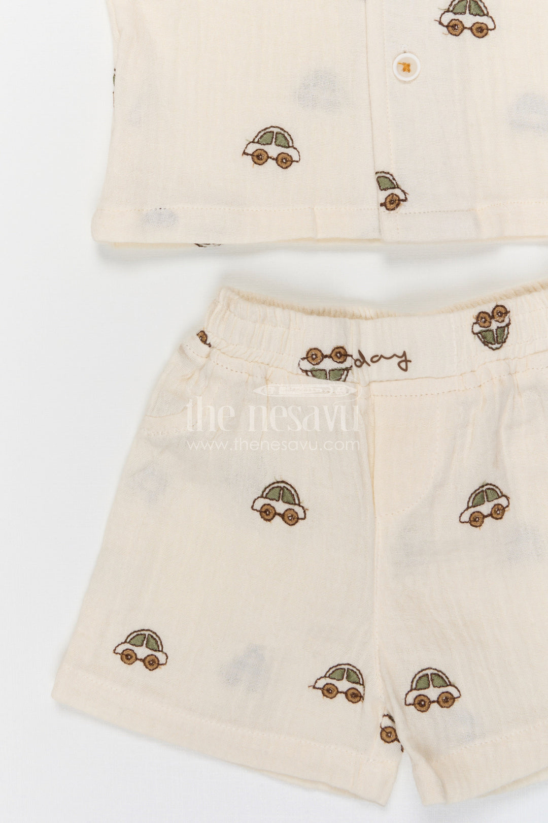 The Nesavu Boys Casual Set Toddler Boy Casual Outfit Set for Summer Play and Daily Wear Nesavu Nesavu toddler boy muslin cotton casual outfit set for everyday play and summer outings with digital print shirt