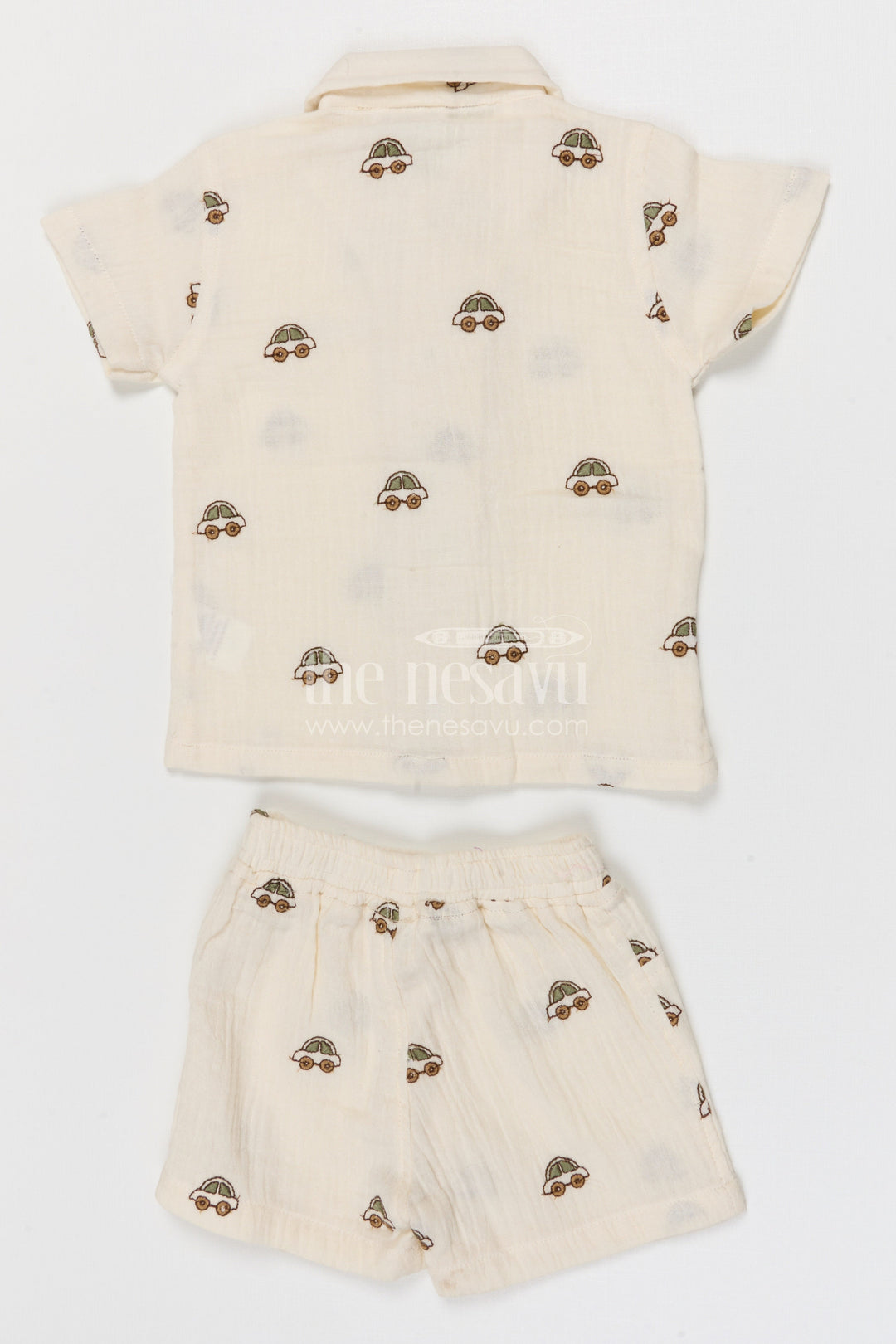 The Nesavu Boys Casual Set Toddler Boy Casual Outfit Set for Summer Play and Daily Wear Nesavu Nesavu toddler boy muslin cotton casual outfit set for everyday play and summer outings with digital print shirt