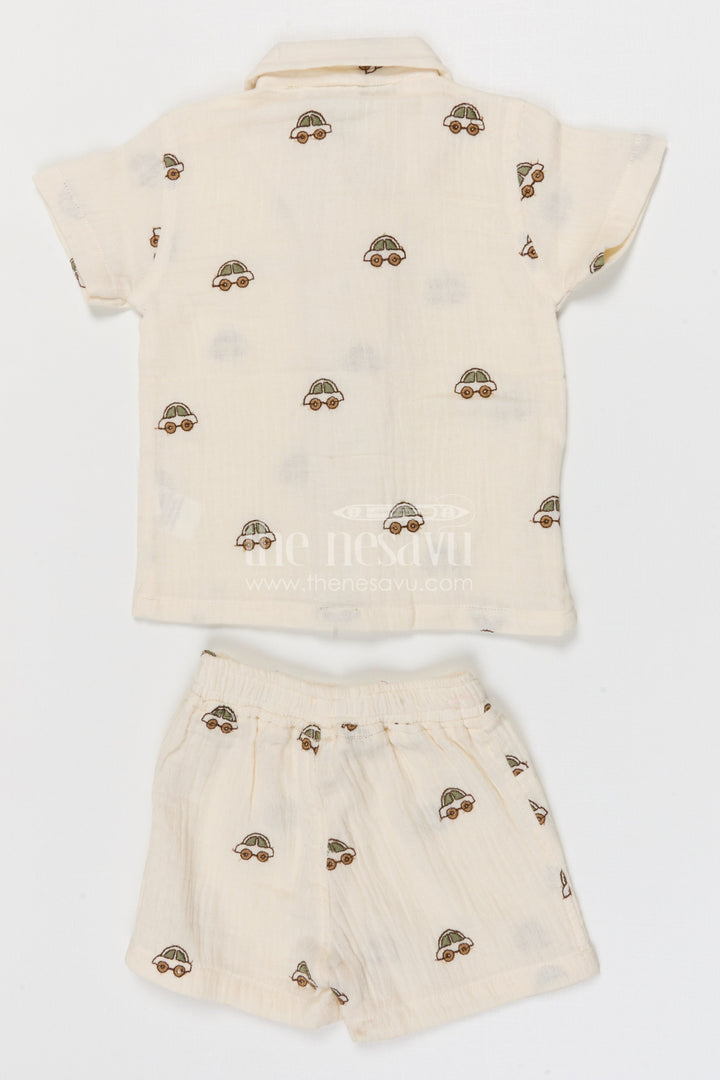 The Nesavu Boys Casual Set Toddler Boy Casual Outfit Set for Summer Play and Daily Wear Nesavu Nesavu toddler boy muslin cotton casual outfit set for everyday play and summer outings with digital print shirt