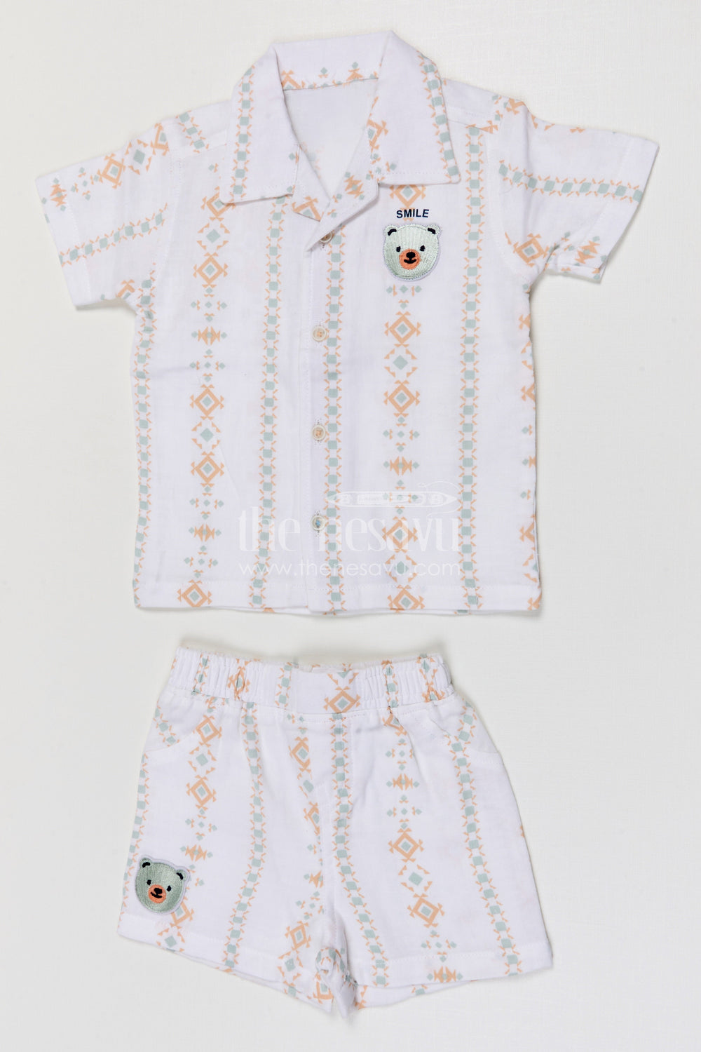 The Nesavu Boys Casual Set Toddler Boy Casual Summer Outfit Set for Everyday Comfort and Play Nesavu Nesavu toddler boy muslin cotton casual outfit set for everyday summer play and outings with digital print
