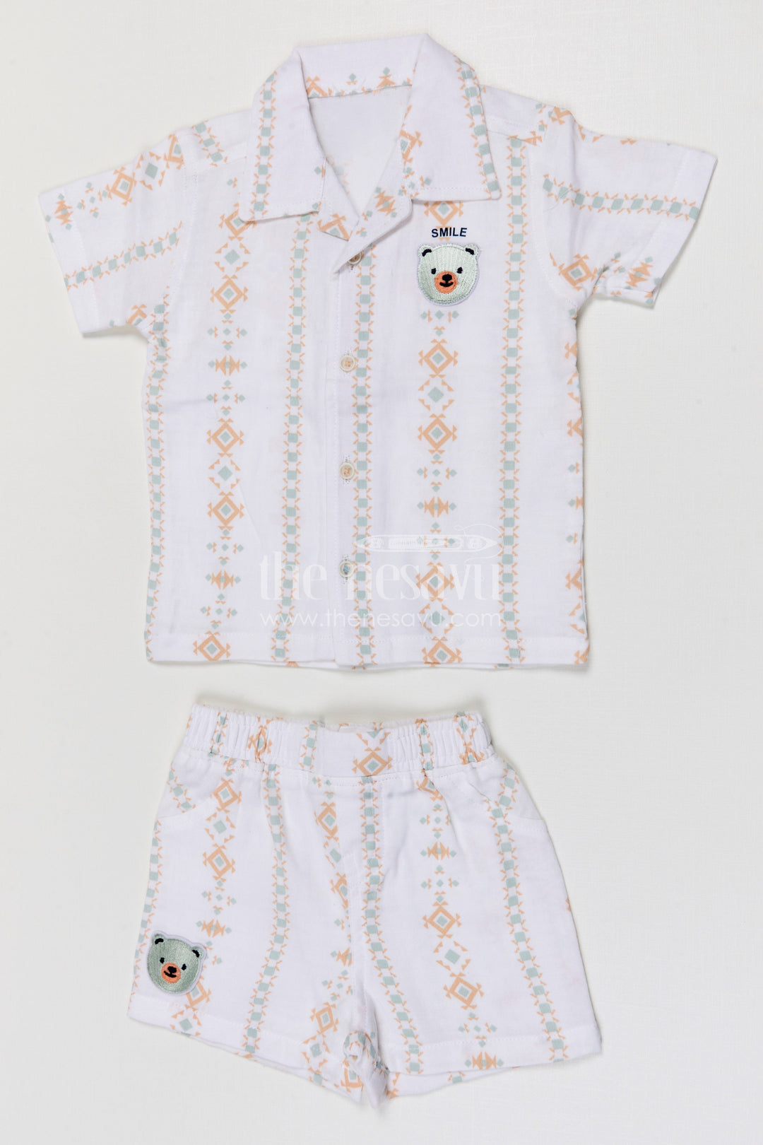 The Nesavu Boys Casual Set Toddler Boy Casual Summer Outfit Set for Everyday Comfort and Play Nesavu Nesavu toddler boy muslin cotton casual outfit set for everyday summer play and outings with digital print