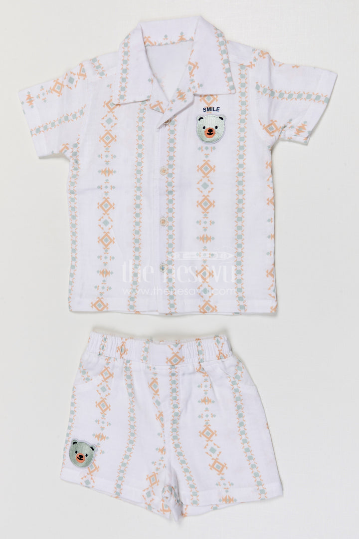 The Nesavu Boys Casual Set Toddler Boy Casual Summer Outfit Set for Everyday Comfort and Play Nesavu Nesavu toddler boy muslin cotton casual outfit set for everyday summer play and outings with digital print