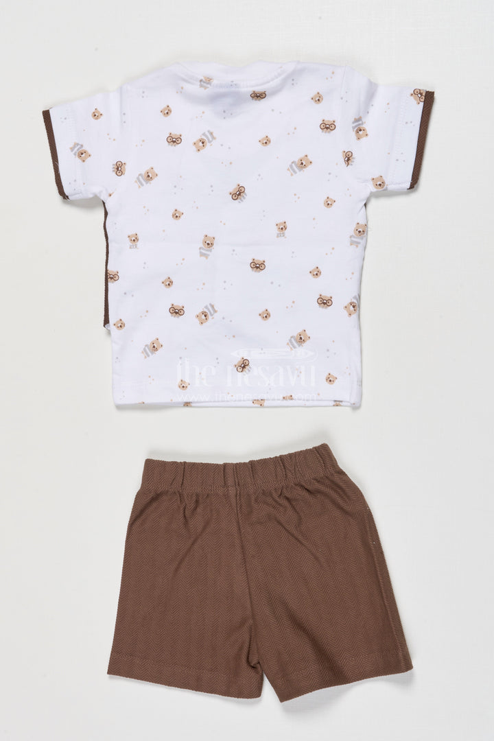 The Nesavu Boys Casual Set Toddler Boy Collared Cotton Outfit for Festive Days and Casual Gatherings Nesavu Nesavu toddler boy cotton shirt shorts set contrast collar festive family events