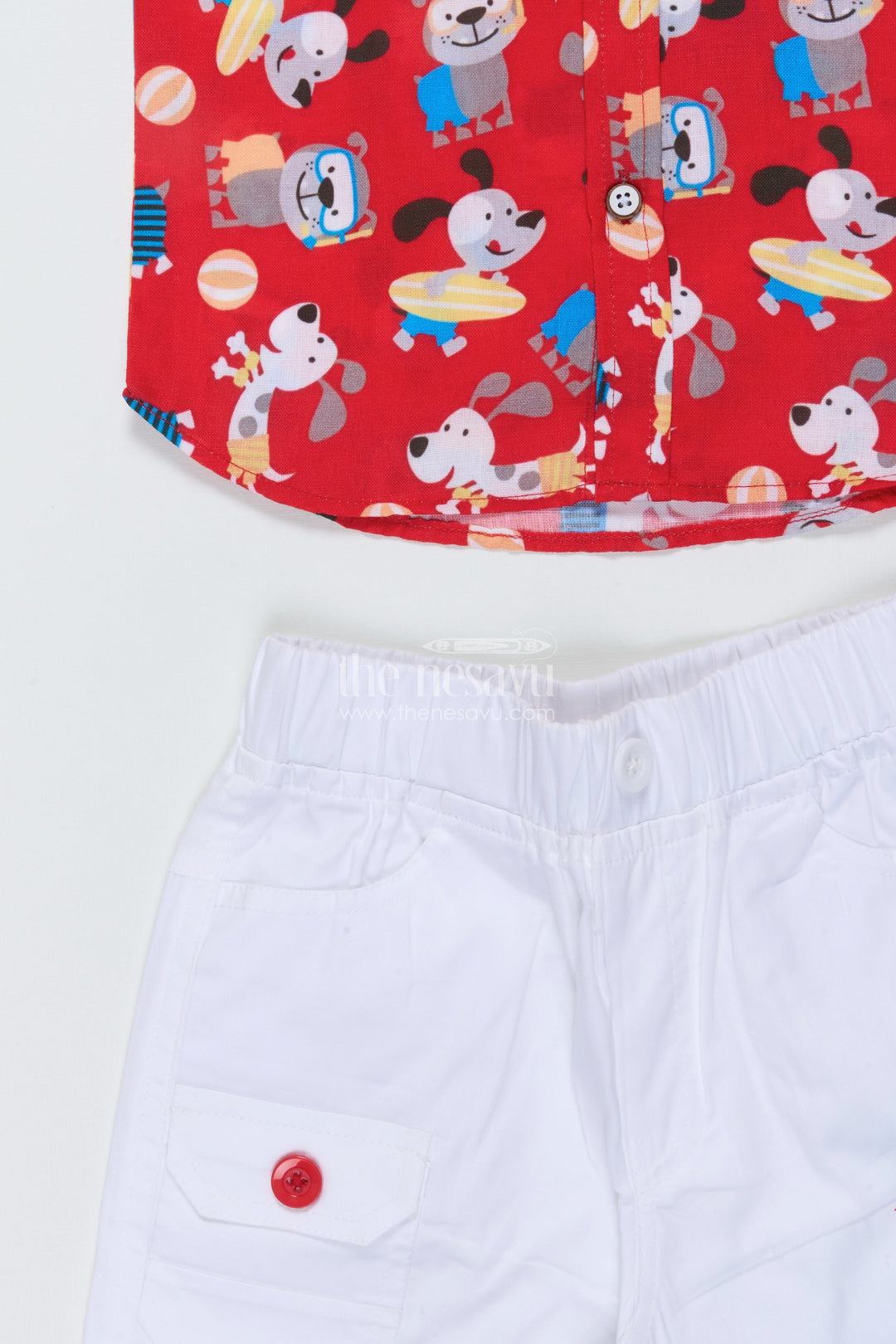 The Nesavu Boys Casual Set Toddler Boy Cotton Casual Set with Printed Shirt and Shorts for Everyday Outings Nesavu Nesavu toddler boy cotton casual wear set with printed shirt and shorts for daily comfort