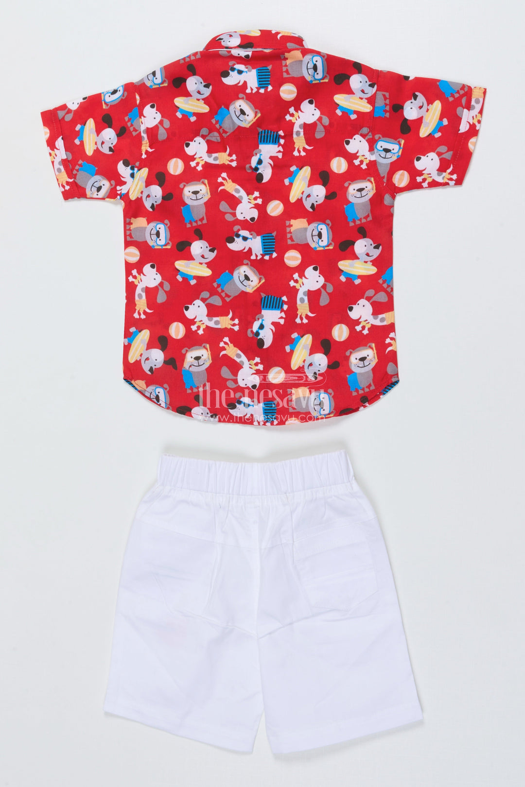 The Nesavu Boys Casual Set Toddler Boy Cotton Casual Set with Printed Shirt and Shorts for Everyday Outings Nesavu Nesavu toddler boy cotton casual wear set with printed shirt and shorts for daily comfort