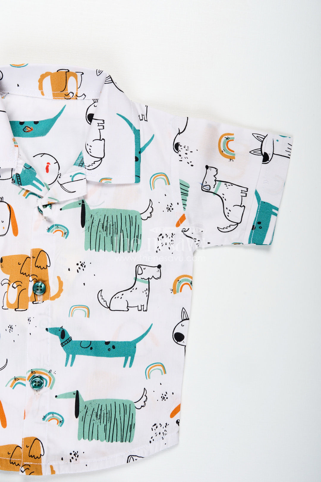 The Nesavu Boys Casual Set Toddler Boy Cotton Outfit with Animal Print for Summer Nesavu Nesavu Toddler Boys Summer Cotton Shirt Shorts Set Animal Print Breathable Fabric