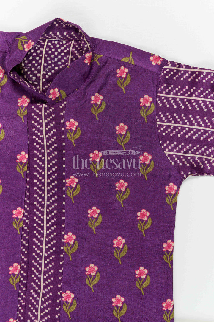 The Nesavu Boys Dothi Set Toddler Boy Dhoti Set for Festivals and Cultural Celebrations Nesavu Nesavu Toddler Boy Dhoti Set For Festivals With Digital Print Top And Comfortable Traditional Outfit