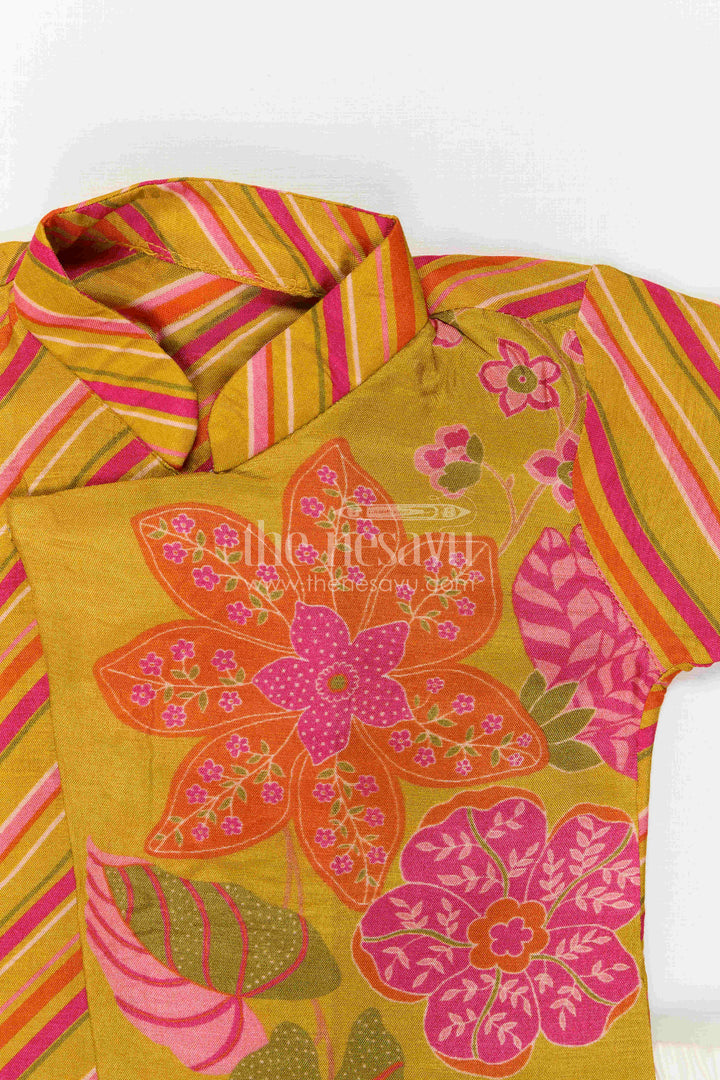 The Nesavu Boys Dothi Set Toddler Boy Dhoti Set for Festivals and Cultural Functions Nesavu Nesavu Toddler Boy Dhoti Set For Festivals With Digital Print Top And Comfortable Ethnic Outfit