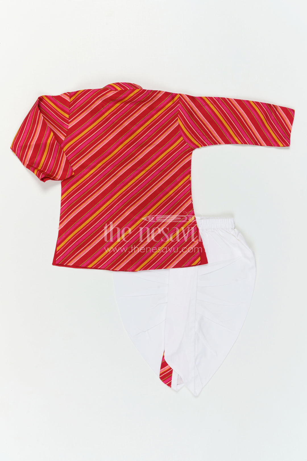The Nesavu Boys Dothi Set Toddler Boy Dhoti Set for Festive Gatherings and Cultural Events Nesavu Nesavu Toddler Boy Dhoti Set For Festive Gatherings With Floral Digital Print Top And Comfortable Ethnic Wear