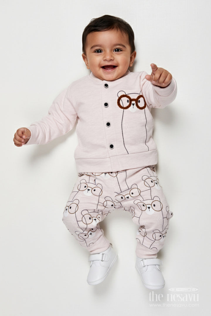 The Nesavu Boys Casual Set Toddler Boy Printed Cotton Outfit for Everyday Wear and Weekend Outings Nesavu 14 (6M) / Beige BCS527B-14 Nesavu toddler boy printed cotton outfit set casual wear daily comfort
