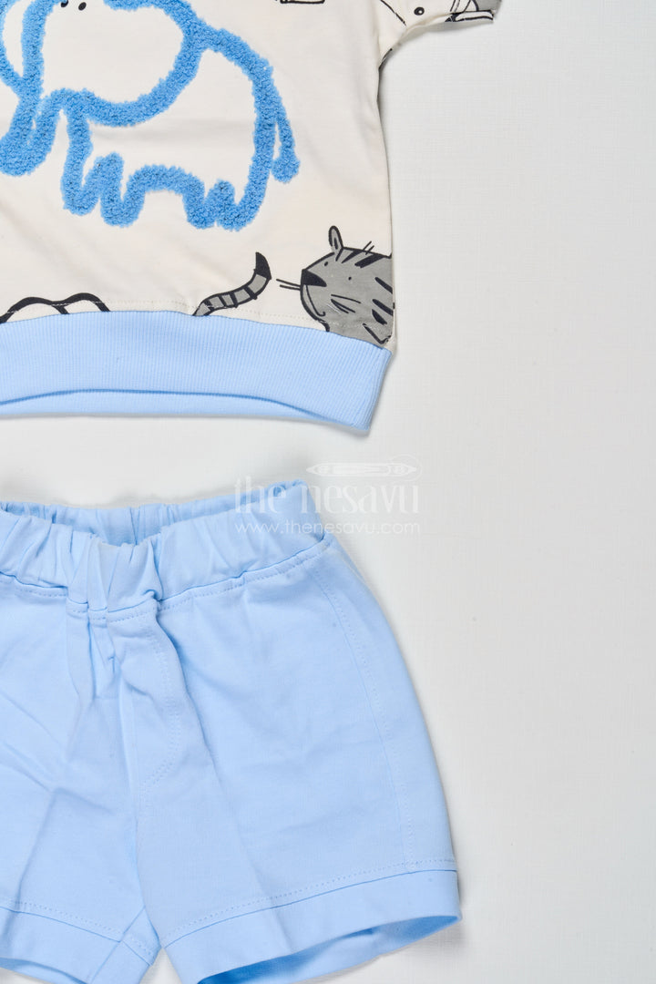 The Nesavu Boys Casual Set Toddler Boy Printed Cotton Set for Summer Play and Daily Outings Nesavu Nesavu toddler boy cotton printed t-shirt shorts set everyday play outings