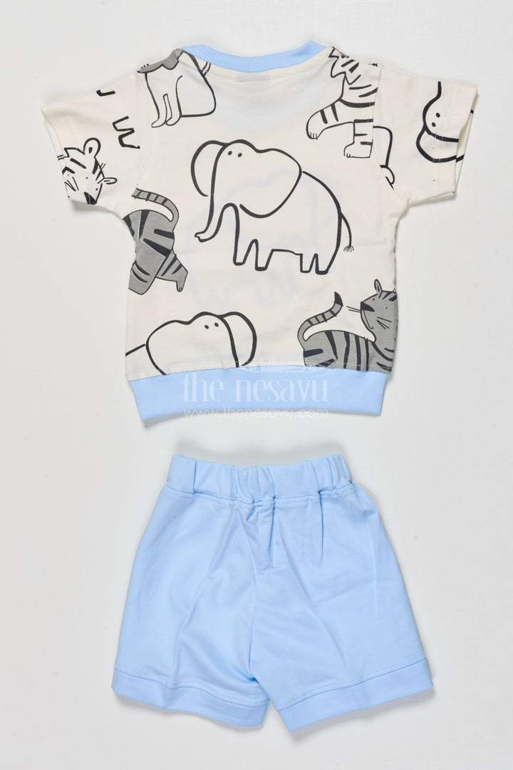 The Nesavu Boys Casual Set Toddler Boy Printed Cotton Set for Summer Play and Daily Outings Nesavu Nesavu toddler boy cotton printed t-shirt shorts set everyday play outings