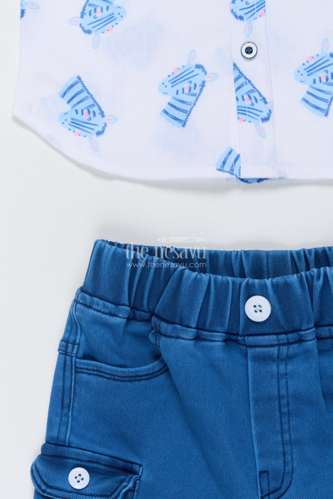 The Nesavu Boys Casual Set Toddler Boys Animal Print Casual Set for Summer Park Outings Nesavu Nesavu toddler boys animal print cotton casual set summer outings playful days