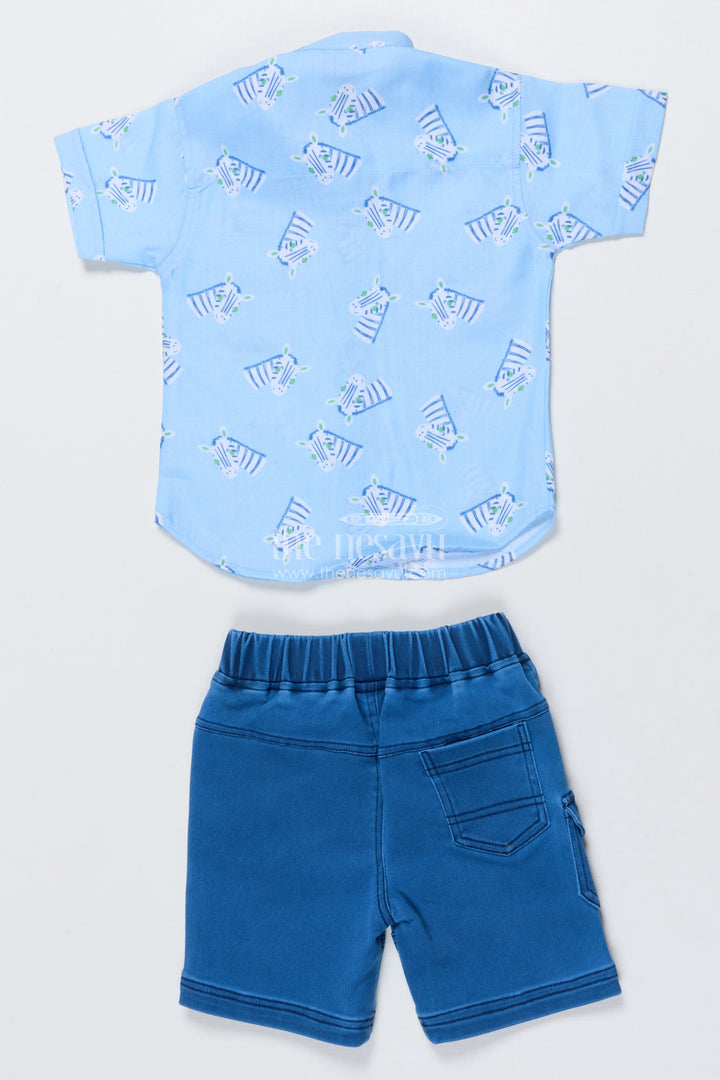 The Nesavu Boys Casual Set Toddler Boys Animal Print Outfit for Outdoor Fun and Summer Wear Nesavu Nesavu animal print cotton outfit toddler boys  perfect summer play outdoor adventures