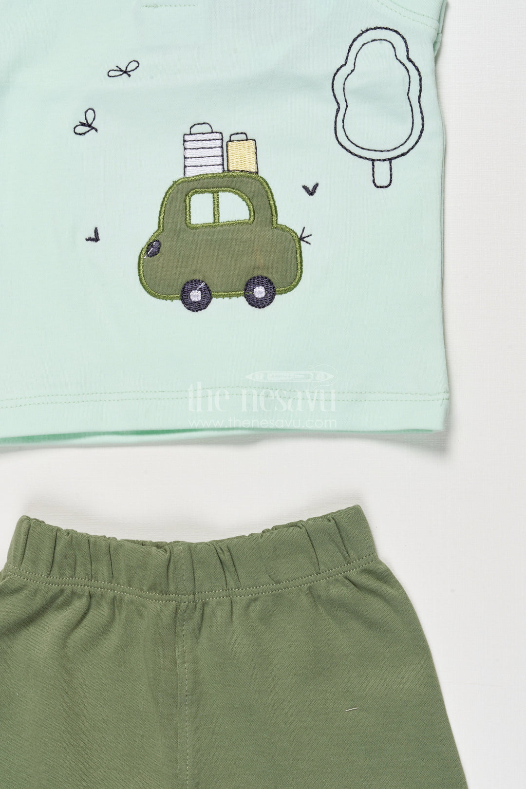 The Nesavu Boys Casual Set Toddler Boys Casual Cotton Set with Embroidery for Everyday Wear Nesavu Nesavu toddler boys embroidered cotton shirt shorts set daily casual dressing