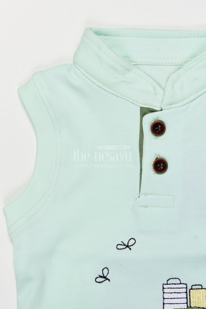 The Nesavu Boys Casual Set Toddler Boys Casual Cotton Set with Embroidery for Everyday Wear Nesavu Nesavu toddler boys embroidered cotton shirt shorts set daily casual dressing